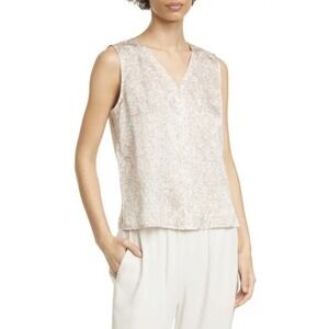 Eileen Fisher Sleeveless Top Workwear Womens Medium Patterned Classic